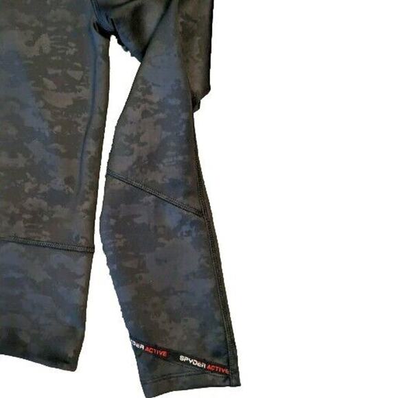 Spyder Camo Active Shirt Zip Neck Black On Black Medium Soft Stretchy SportsWear - Picture 6 of 7